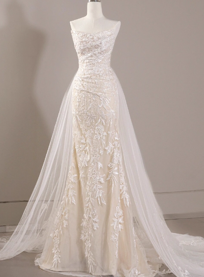 Newest Wedding Dress Strapless Pleated Mermaid Wedding Dress  D3632