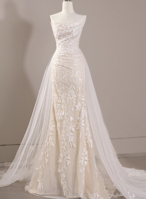 Newest Wedding Dress Strapless Pleated Mermaid Wedding Dress  D3632
