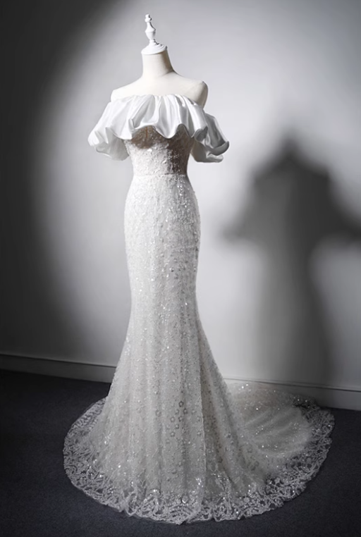 Popular Wedding Dress Strapless Pleated Mermaid Wedding Dress  D3633