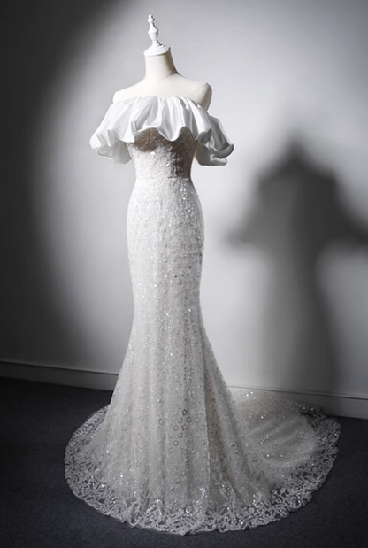 Popular Wedding Dress Strapless Pleated Mermaid Wedding Dress  D3633