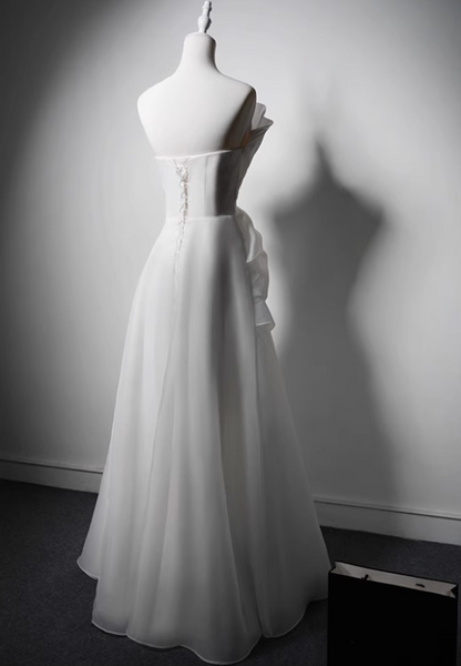 Newest Wedding Dress A Line Asymmetrical Neck Pleated Wedding Dress  D3635