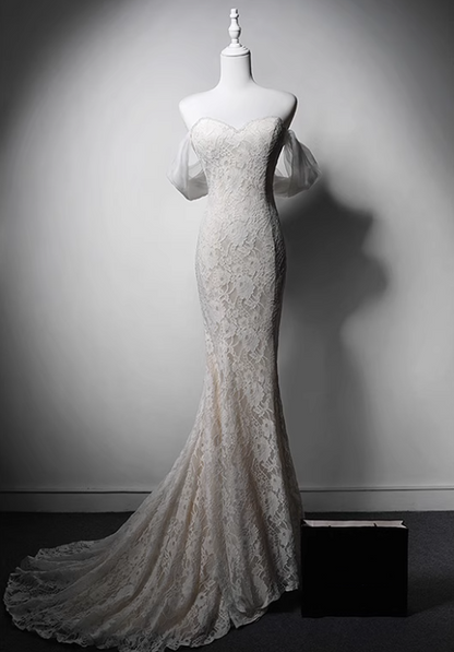 Newest Wedding Dress Off Shoulder Lace Mermaid Wedding Dress  D3636