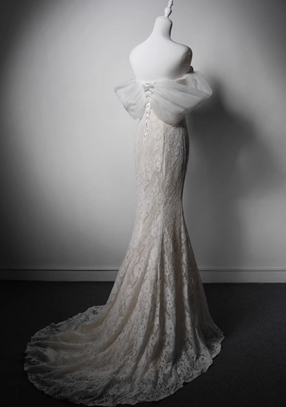 Newest Wedding Dress Off Shoulder Lace Mermaid Wedding Dress  D3636