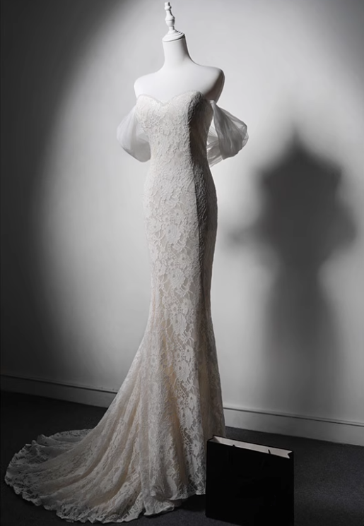 Newest Wedding Dress Off Shoulder Lace Mermaid Wedding Dress  D3636