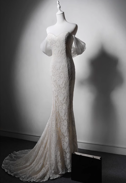 Newest Wedding Dress Off Shoulder Lace Mermaid Wedding Dress  D3636