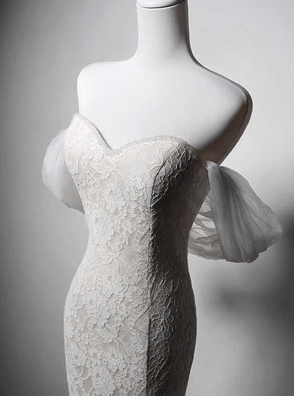 Newest Wedding Dress Off Shoulder Lace Mermaid Wedding Dress  D3636