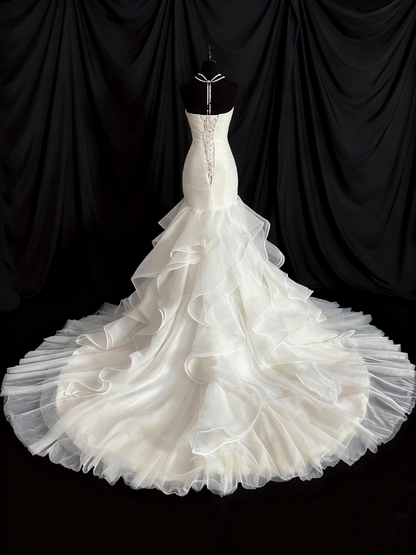 Popular Wedding Dress Sweetheart Pleated Ruffle Mermaid Wedding Dress  D3662