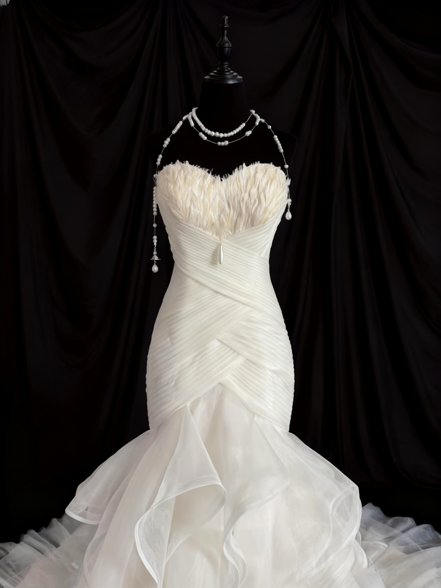 Popular Wedding Dress Sweetheart Pleated Ruffle Mermaid Wedding Dress  D3662