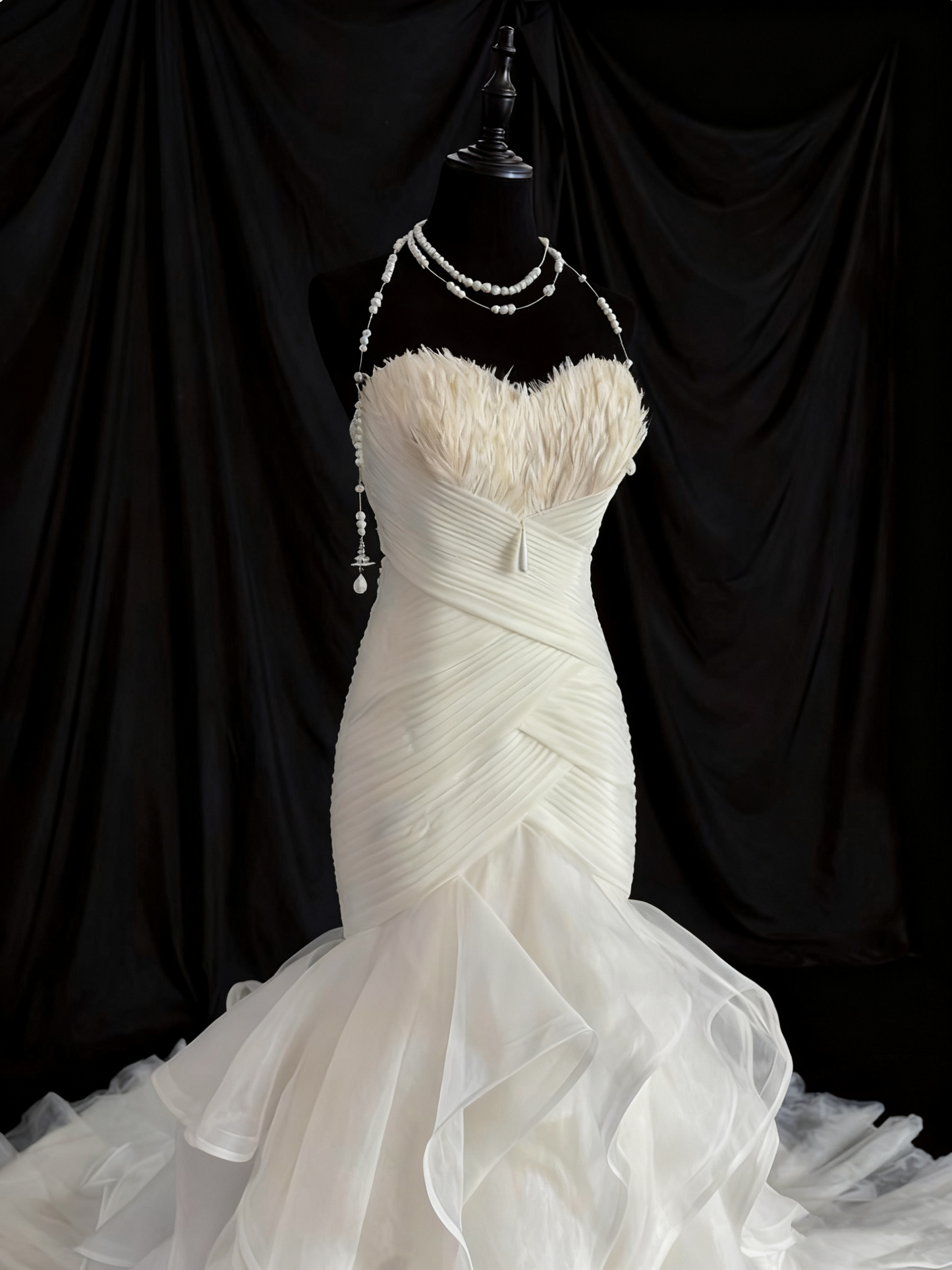 Popular Wedding Dress Sweetheart Pleated Ruffle Mermaid Wedding Dress  D3662
