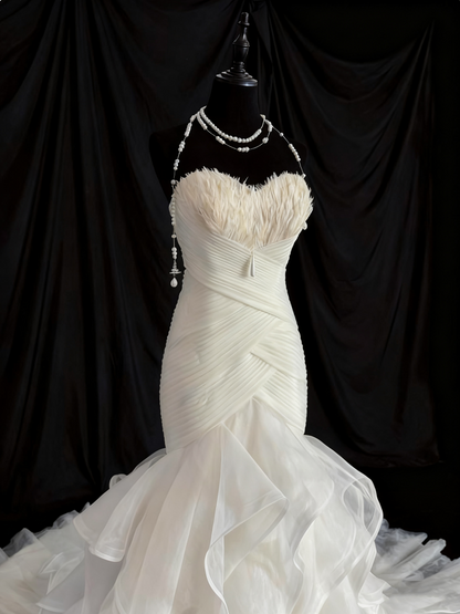 Popular Wedding Dress Sweetheart Pleated Ruffle Mermaid Wedding Dress  D3662