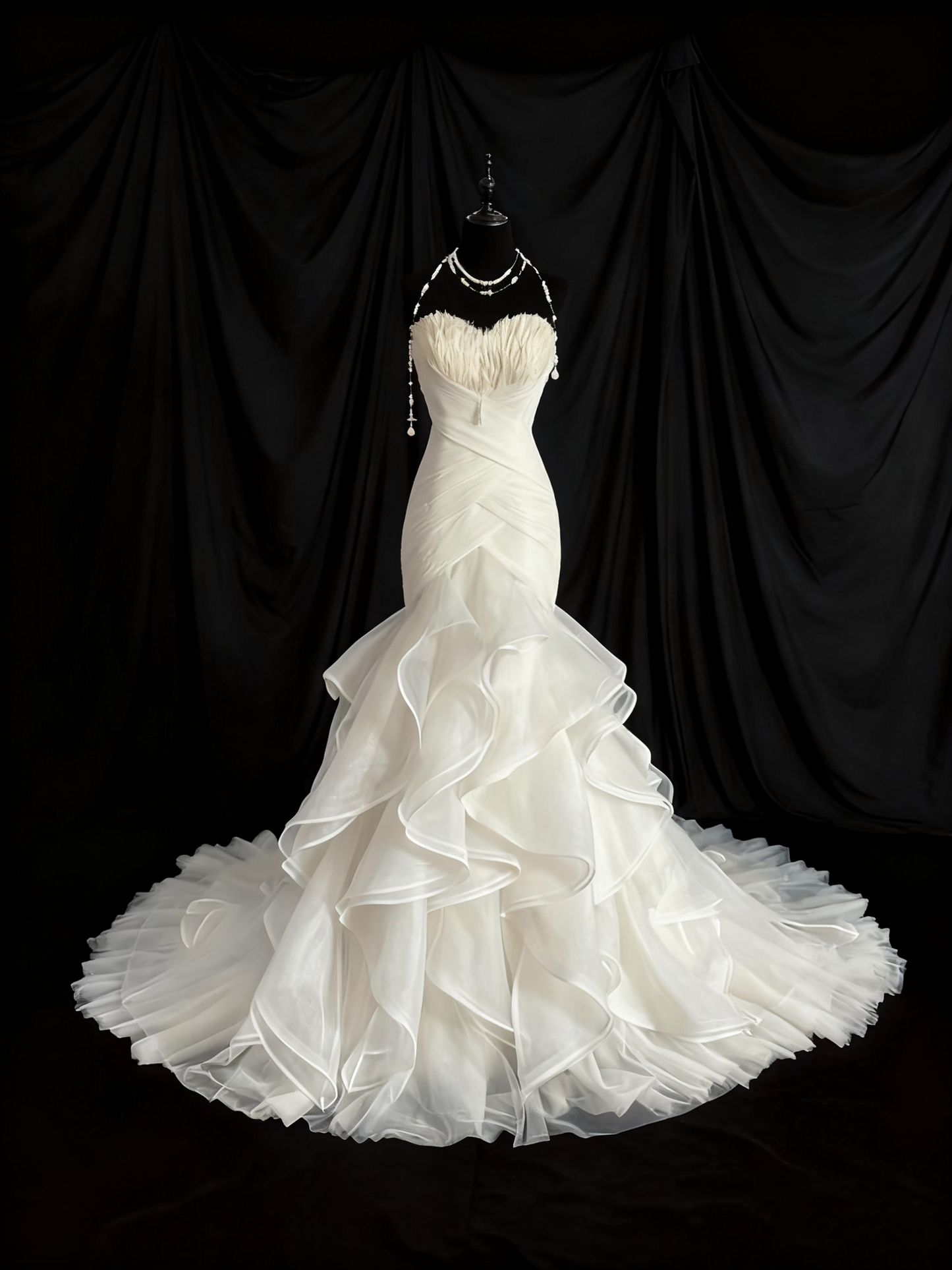 Popular Wedding Dress Sweetheart Pleated Ruffle Mermaid Wedding Dress  D3662