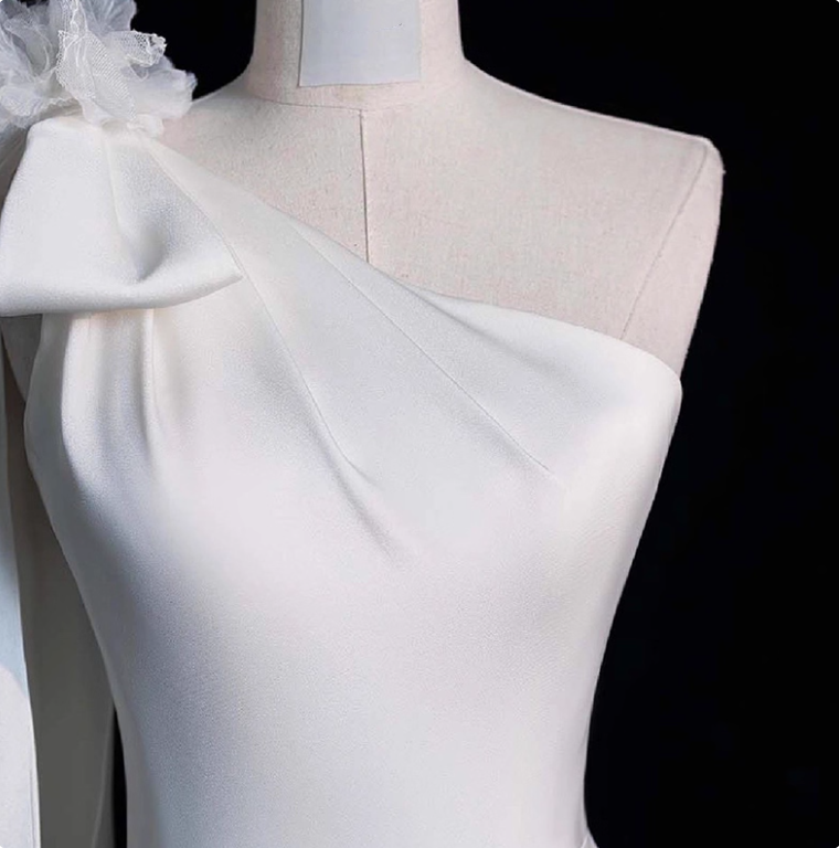 Minimalist Wedding Dress One Shoulder Pleated Mermaid Wedding Dress  D3665