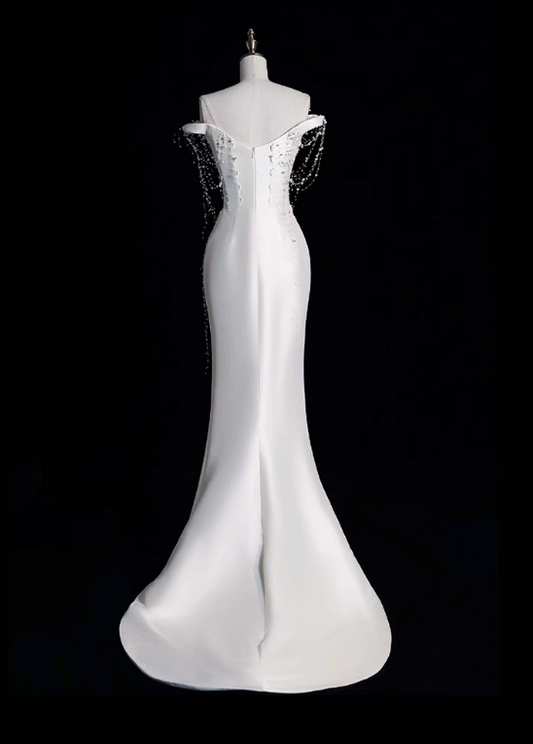 New Arrival Wedding Dress Off Shoulder Pleated Mermaid Wedding Dress  D3666