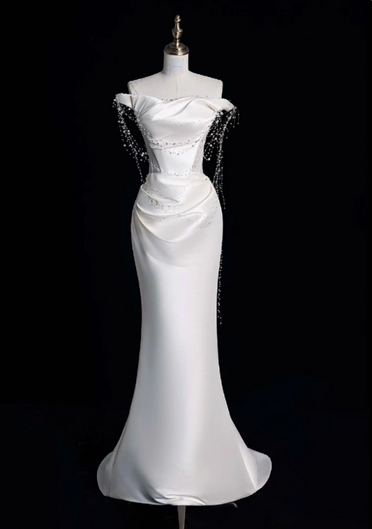 New Arrival Wedding Dress Off Shoulder Pleated Mermaid Wedding Dress  D3666