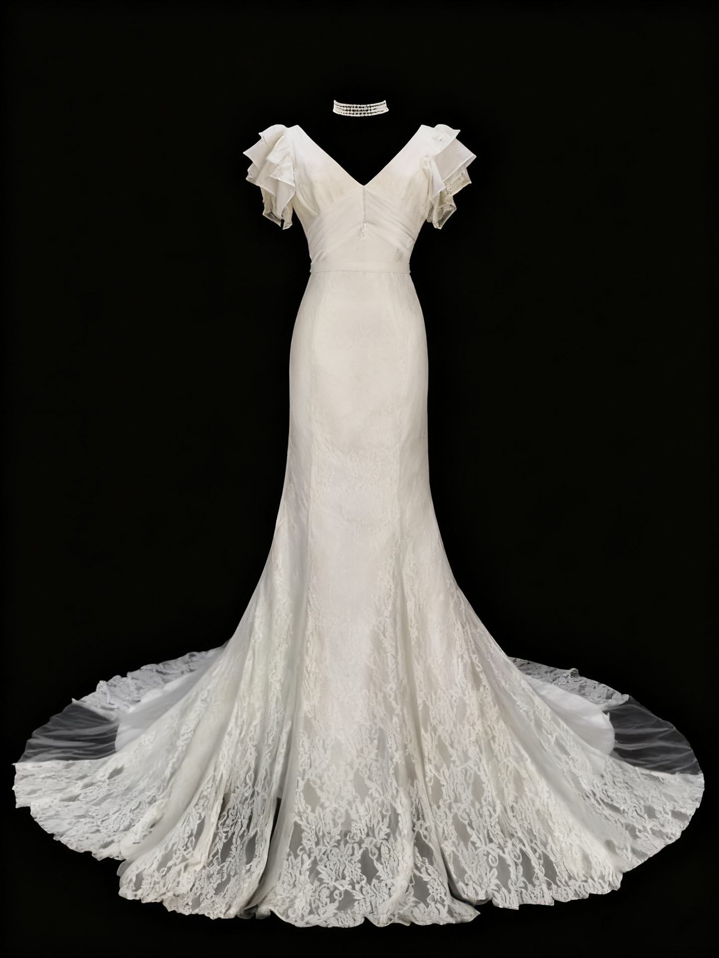 Retro Wedding Dress V-neck Lace Wedding Dress D3668
