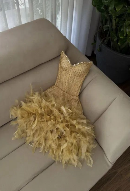 New Arrival Homecoming Dress Sweetheart Feather Short Prom Dress Sweet16 Outfits Cocktail Dress       D3669