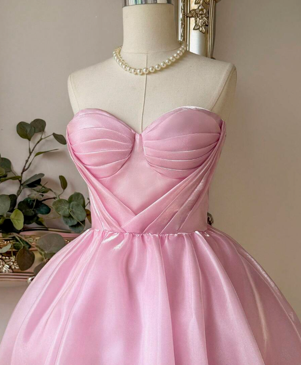Stunning Homecoming Dress Pink Sweetheart Pleated Short Prom Dress 18th Outfits Birthday Party Dress       D3674