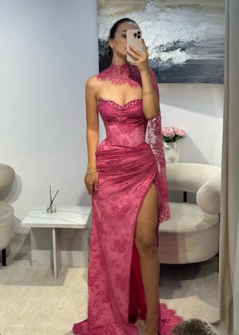 Popular Prom Dress Sweetheart Slit Evening Dress Birthday Party Outfits    D3673