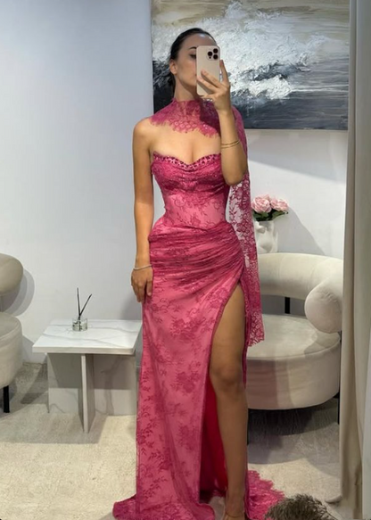 Popular Prom Dress Sweetheart Slit Evening Dress Birthday Party Outfits    D3673