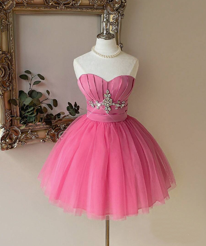 Newest Homecoming Dress Sweetheart Pleated Tulle Short Prom Dress Sweet16 Outfits      D3677