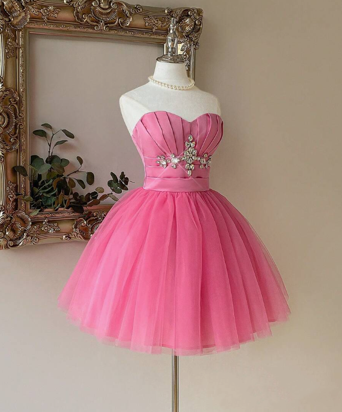 Newest Homecoming Dress Sweetheart Pleated Tulle Short Prom Dress Sweet16 Outfits      D3677