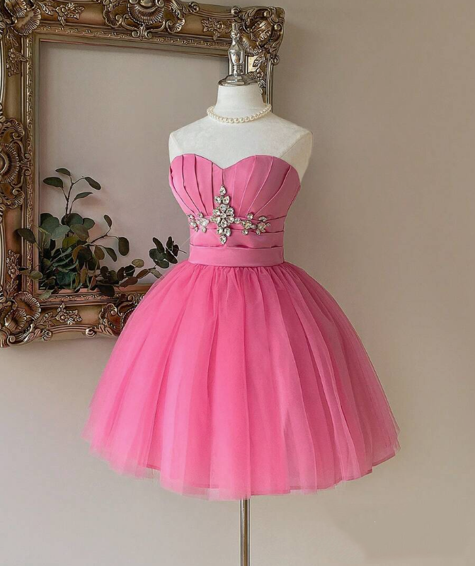 Newest Homecoming Dress Sweetheart Pleated Tulle Short Prom Dress Sweet16 Outfits      D3677