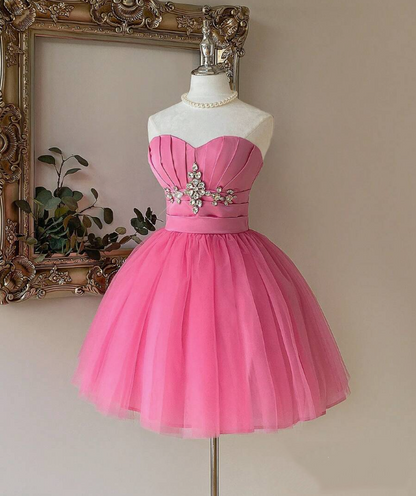 Newest Homecoming Dress Sweetheart Pleated Tulle Short Prom Dress Sweet16 Outfits      D3677
