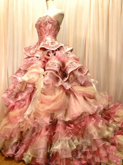 Luxury Prom Dress Sweetheart Tiered Ball Gown Sweet 16 Dress Evening Dress    D3680