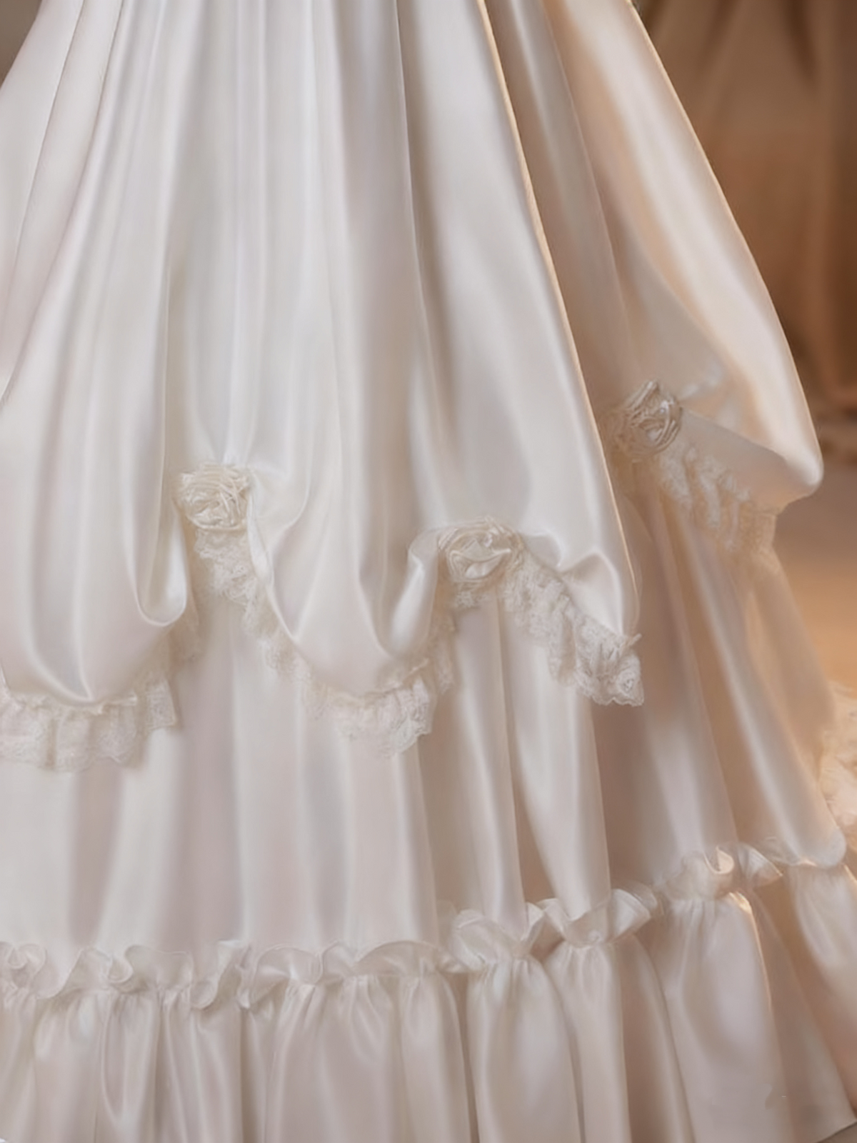 Retro Wedding Dress Off Shoulder Pleated Wedding Dress  D3690