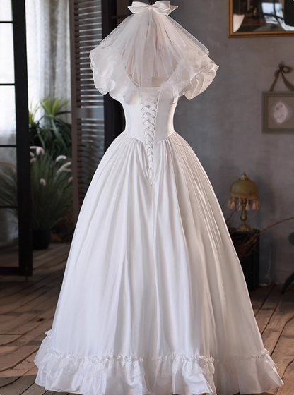 Popular Wedding Dress V-neck Pleated Lace Wedding Dress  D3697