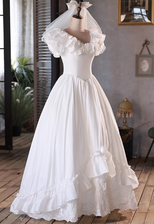Popular Wedding Dress V-neck Pleated Lace Wedding Dress  D3697