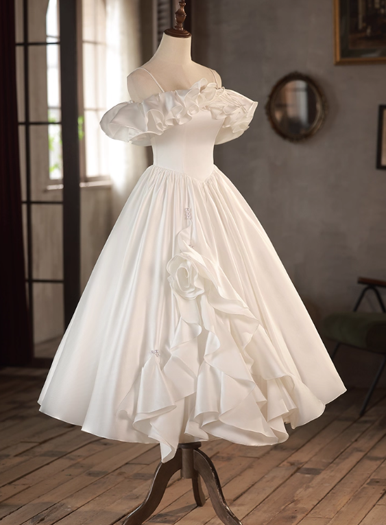 Newest Wedding Dress Spaghetti Straps Pleated Ruffle Wedding Dress  D3701