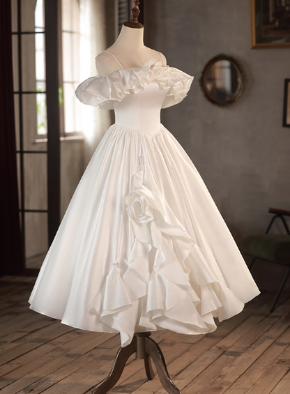 Newest Wedding Dress Spaghetti Straps Pleated Ruffle Wedding Dress  D3701