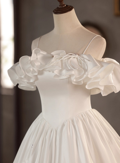 Newest Wedding Dress Spaghetti Straps Pleated Ruffle Wedding Dress  D3701