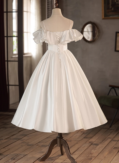 Newest Wedding Dress Spaghetti Straps Pleated Ruffle Wedding Dress  D3701