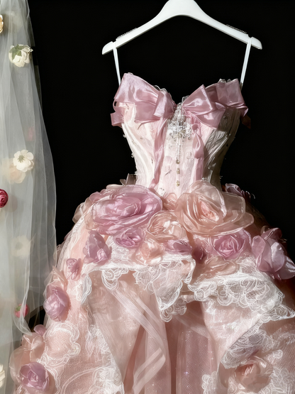 Popular Prom Dress Sweetheart Lace Flower Ball Gown Sweet 16 Dress Evening Dress   D3712
