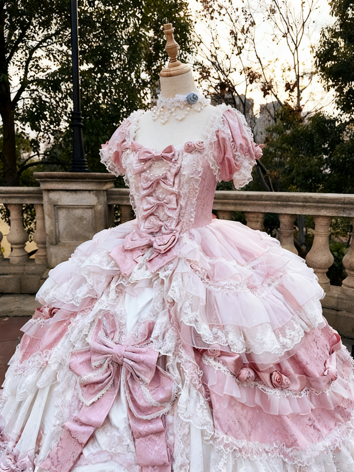 Newest Prom Dress Square Neck Lace Tiered Ball Gown Quinceanera Dress Evening Dress   D3714