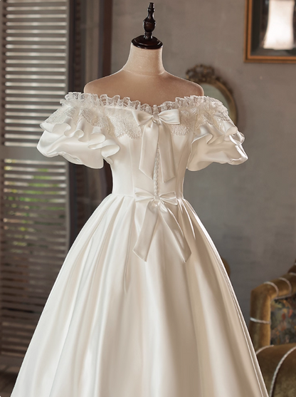 New Design Wedding Dress Off Shoulder Ruffle Pleated Wedding Dress  D3725
