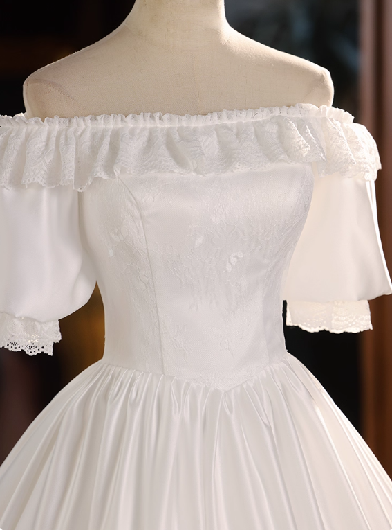Pretty Wedding Dress Off Shoulder Pleated Tiered Wedding Dress  D3728