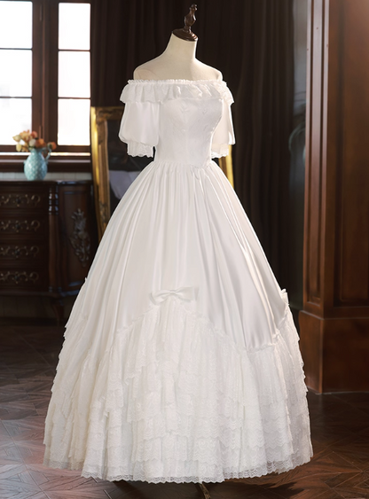 Pretty Wedding Dress Off Shoulder Pleated Tiered Wedding Dress  D3728