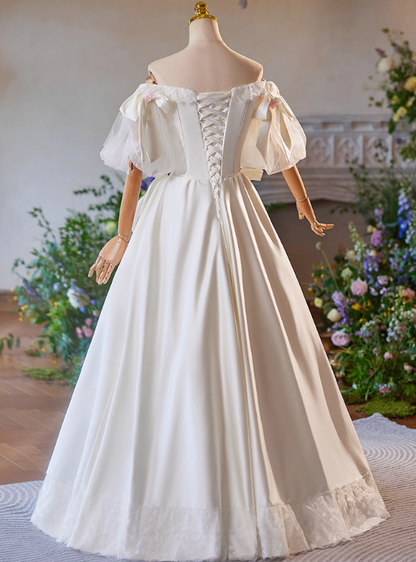 Retro Wedding Dress Off Shoulder Pleated Wedding Dress  D3732