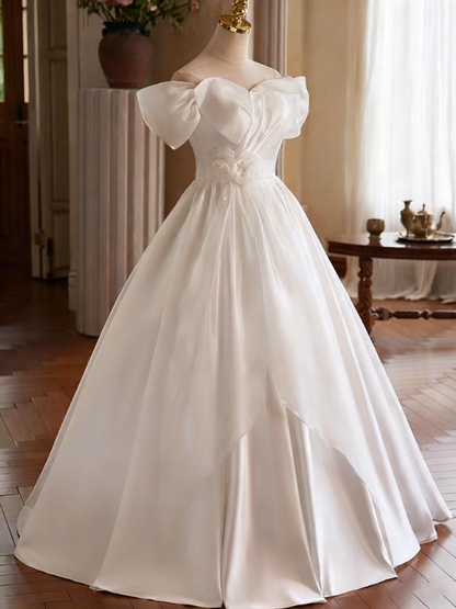 Newest Wedding Dress Off Shoulder Pleated Wedding Dress  D3749