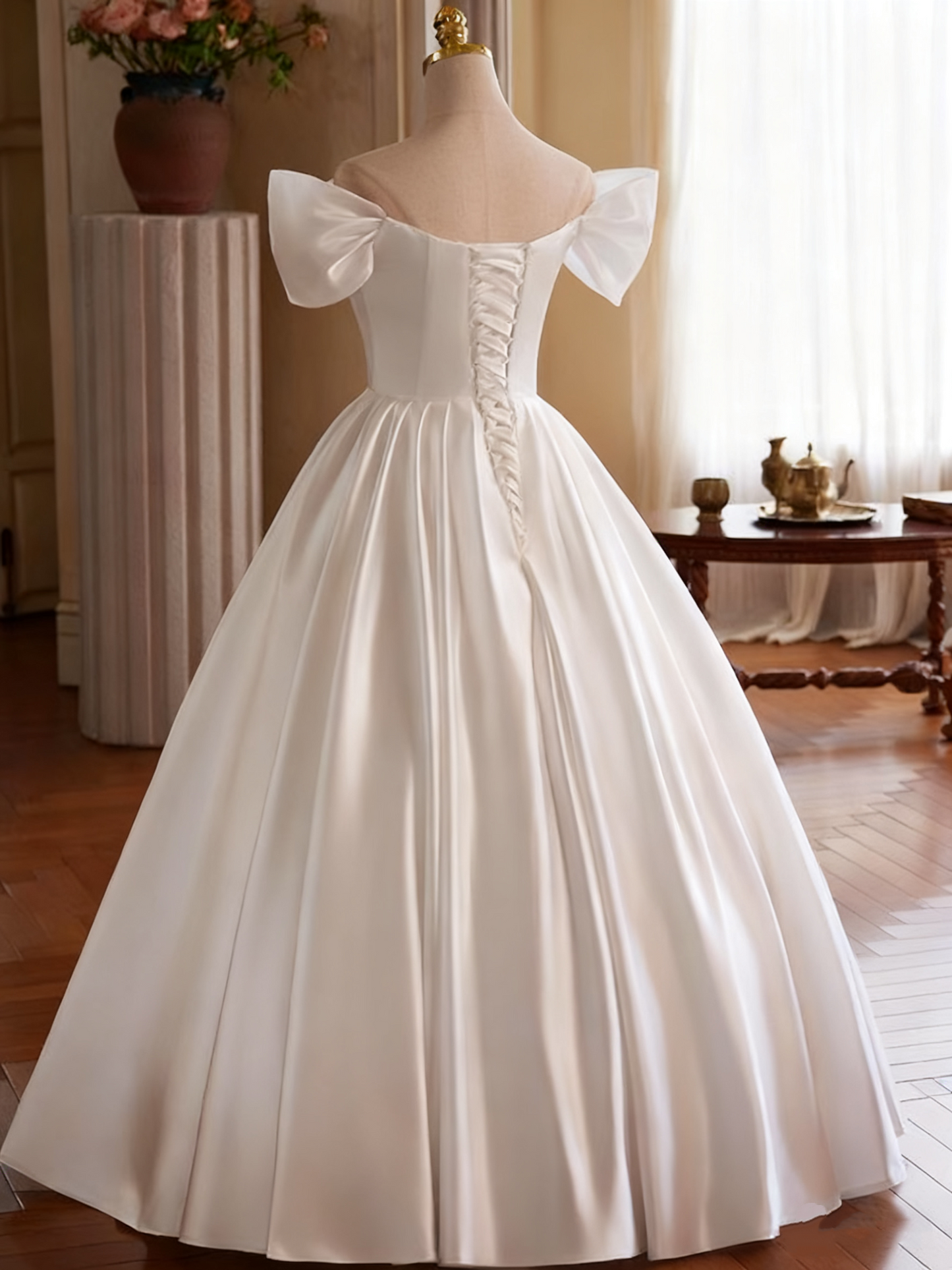 Newest Wedding Dress Off Shoulder Pleated Wedding Dress  D3749