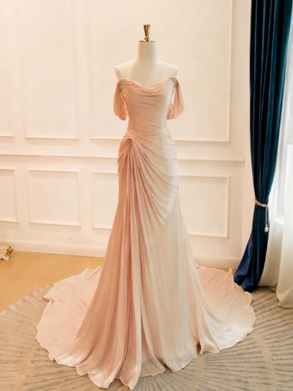Popular Prom Dress Off Shoulder Pleated Evening Dress Gala Dress  D3773