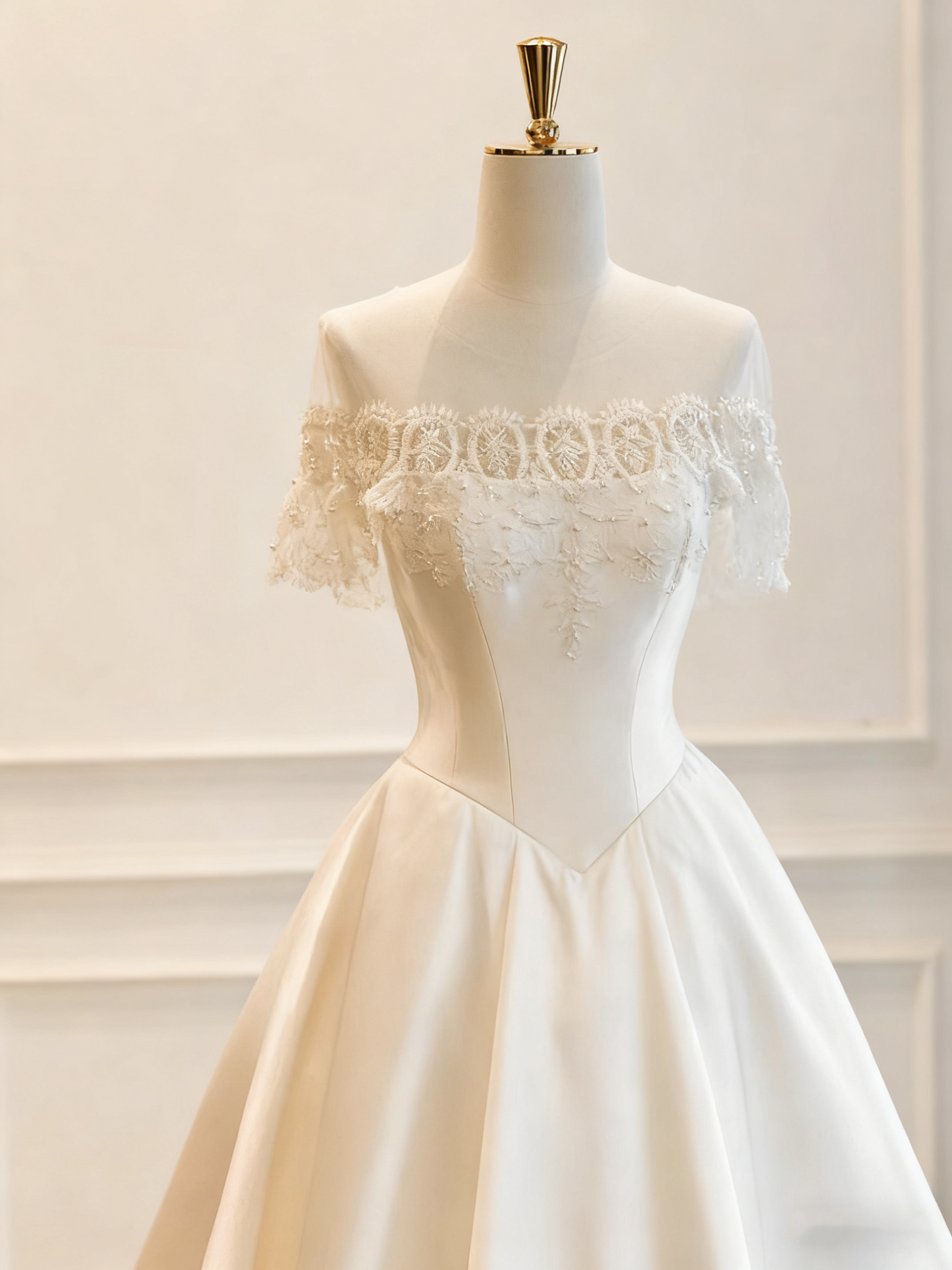 New Arrival Wedding Dress Off Shoulder Lace Wedding Dress  D3775