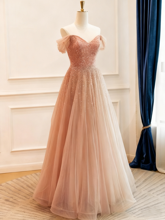 Shiny Prom Dress Sweetheart Pleated Tulle Evening Dress Gala Dress  D3781