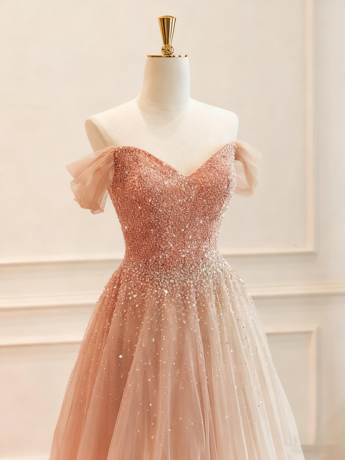 Shiny Prom Dress Sweetheart Pleated Tulle Evening Dress Gala Dress  D3781
