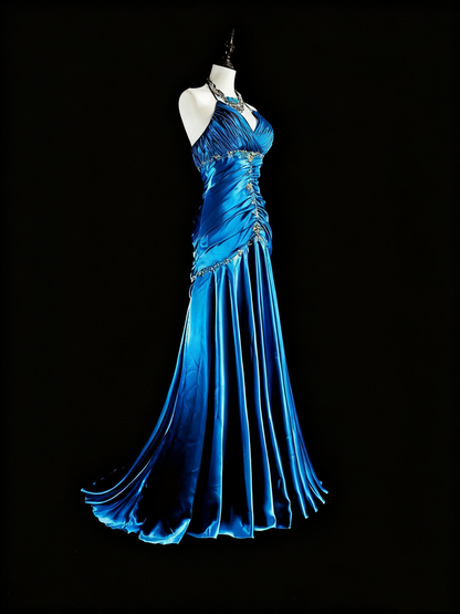 Pretty Prom Dress A Line Halter Pleated Evening Dress Gala Dress Birthday Party Outfits  D3788