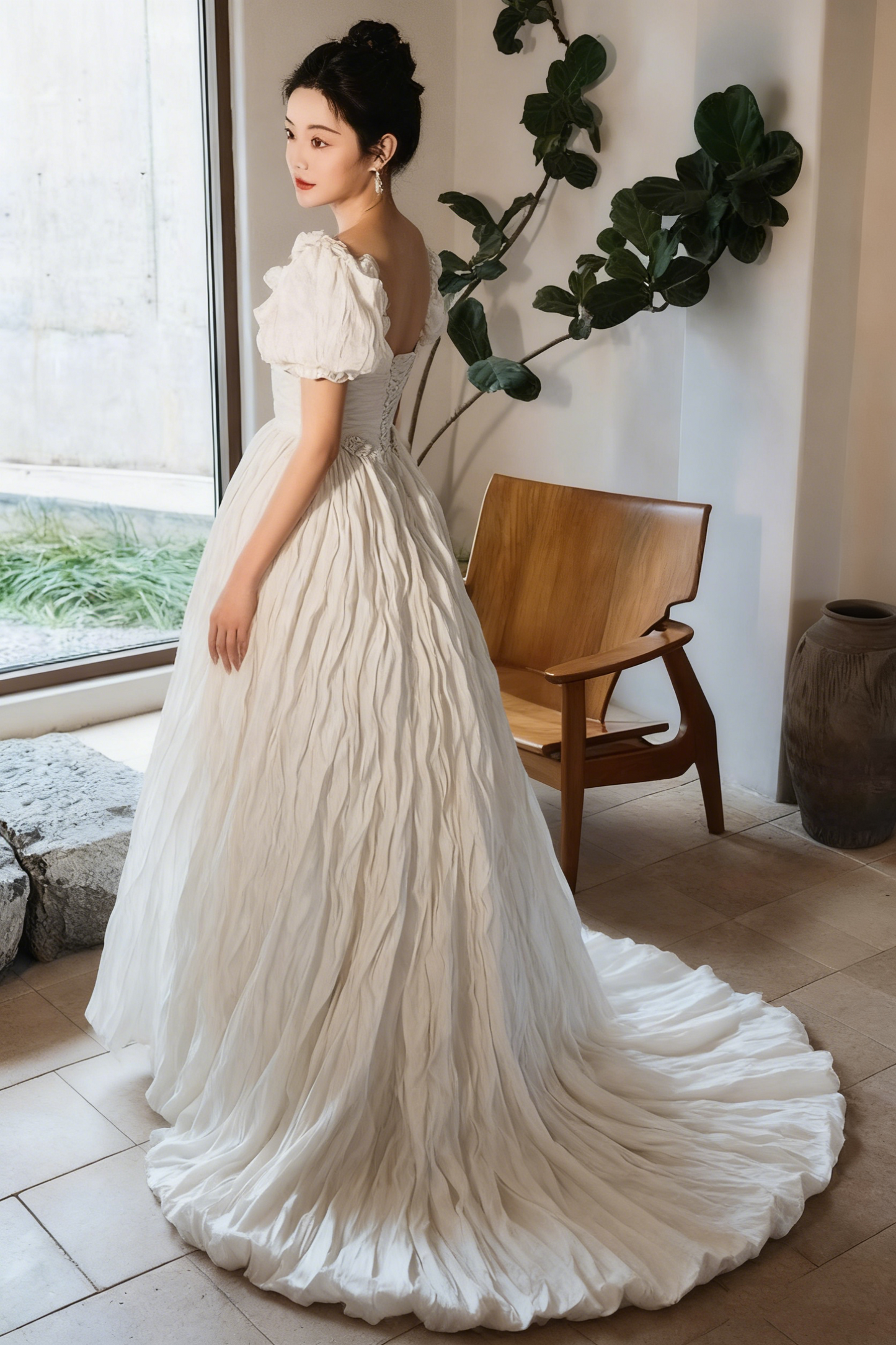 Retro Wedding Dress Sweetheart Pleated Wedding Dress  D3803