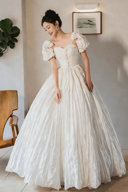 Retro Wedding Dress Sweetheart Pleated Wedding Dress  D3803